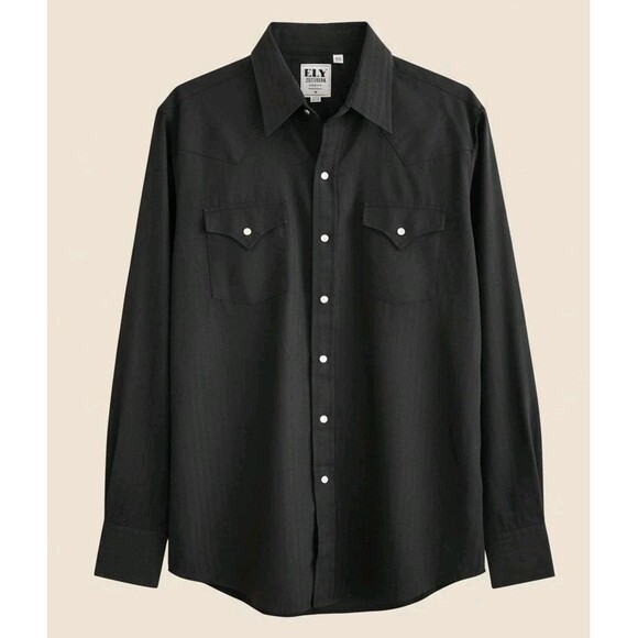 Ely Cattleman Other - Ely Cattleman Shirt Mens Large Black Pearl Snap Western Cowboy Button Up A500